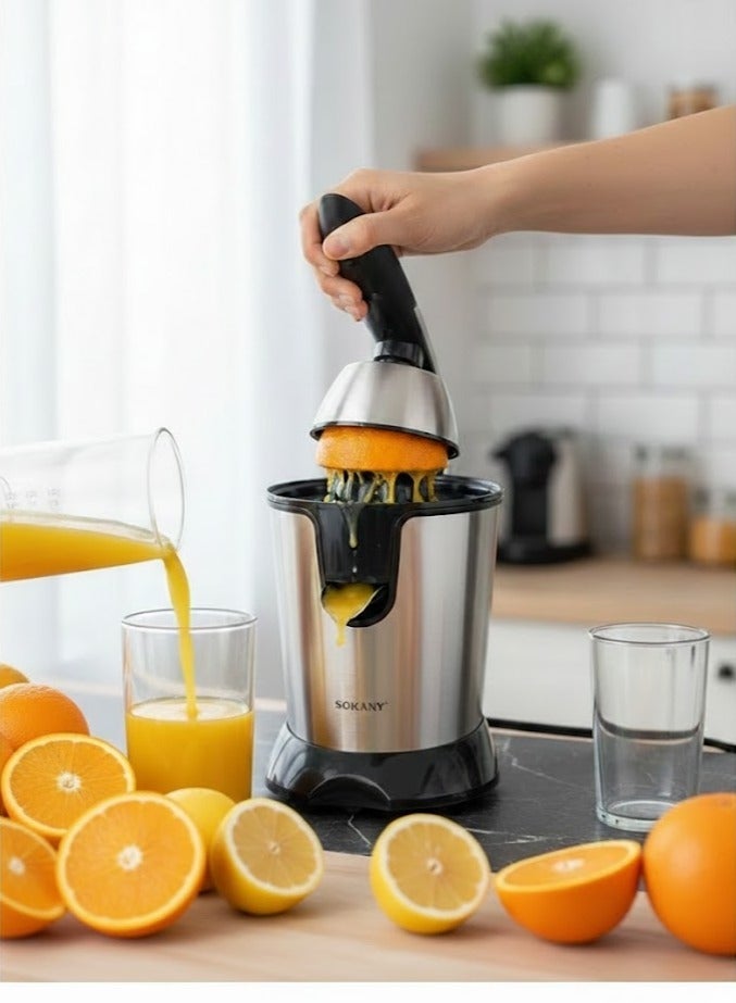Sokany JE-651E Electric Citrus Juicer with Professional Press Handle - Stainless Steel - Quiet and Powerful Motor for Preparing Fresh Orange and Lemon Juice - Image 2